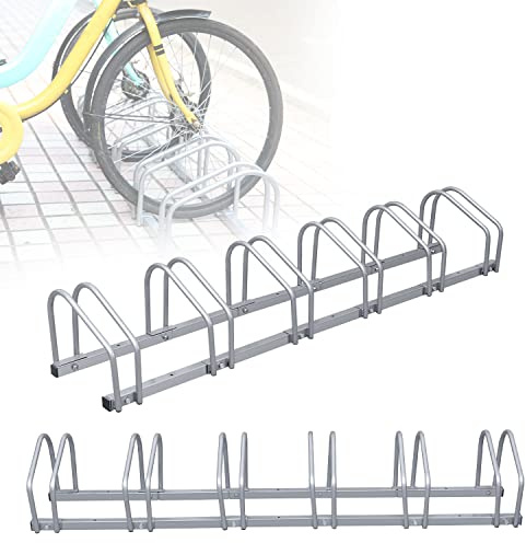 Yakimz Cavalletto da pavimento per 6 biciclette, supporto multiplo, supporto per bicicletta, supporto da pavimento, supporto per bicicletta, montaggio a parete, in metallo, salvaspazio