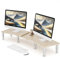 AX Waber Dual Monitor Riser - Adjustable Length & Angle, Wooden Stand for 2 Monitors with Storage