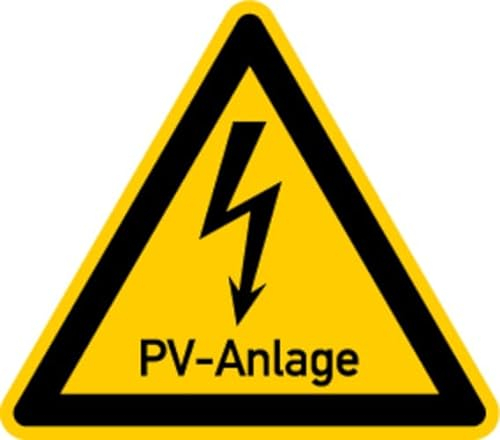 Aufkleber Warnzeichen Photovoltaik „PV Anlage unter Spannung“ Folie ISO 7010 W012 | SL 5-30 cm Made in Germany, Größe: 5 cm
