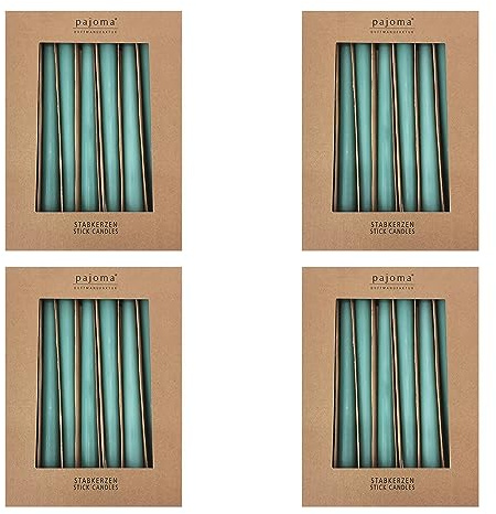 Stavljus set om 40 | grön | Höjd 25 cm ø 2,2 cm | brinntid 7 timmar – premiumkvalitet | enfärgade spetsljus | pajoma