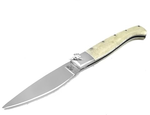 M. Zille Coltello Artigianale Pieghevole in Acciaio Inox Tipo PATTADA in Manico Osso Coltello da Collezione Coltello Tascabile Coltello tipo pattada Sardo