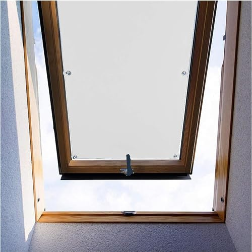 Ygann Dachfenster Rollo Thermo Sonnenschutz Verdunkelungsrollo für Dachfenster UV Schutz mit Saugnäpfe ohne Bohren ohne kleben (Weiß,48x73cm)