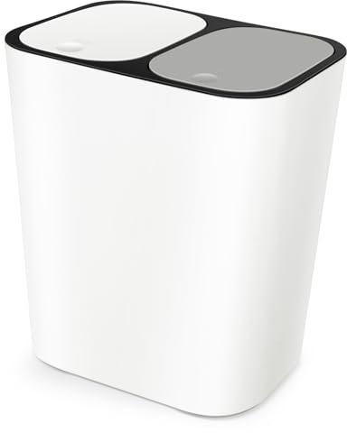 Kichvoe Pattumiera A Doppio Scomparto Pattumiera In Plastica Da 15 L Doppia Per La Cucina Per Rifiuti Asciutti E Umidi Per Rifiuti Contenitore Per Rifiuti