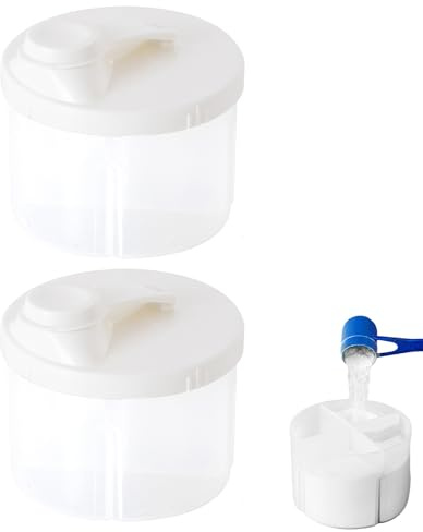 Lot de 2 distributeurs de poudre pour lait maternisé | Conteneur à 4 compartiments | Boîte de rangement pour lait en poudre | Boîte à goûter portable | Distributeur de formule rotatif anti-déversement