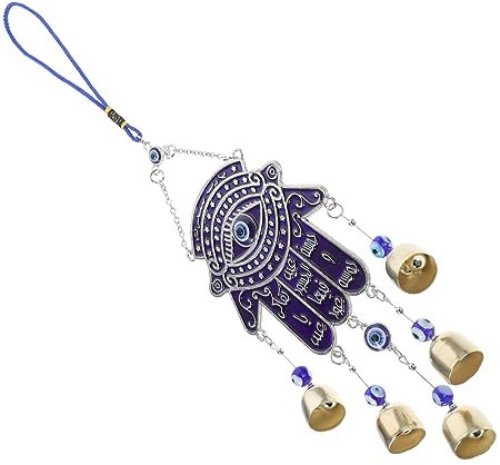 MERRYHAPY Cloche à Vent Décorative avec Œil Turc Ornement Suspendu Métal pour Balcon Jardin Et Intérieur pour Fêtes Et Anniversaires