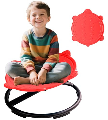 Crubel Silla Giratoria para Autismo Base Antideslizante, Silla Giratoria para Autismo, Asiento Y Rotación para Niños - Capacidad De 220 LB（WG-Roj