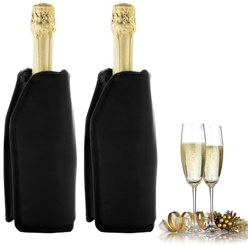 2 stycken vinkylare manschett, kylmanschett vin, svart vinmanschett vinflaskkylare, vinkylare champagnekylare, flaskkylare för resor, vattenavvisande tyg, snabb kylning