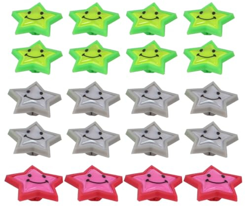Enwye 20 PCS Colorful Bicycle Spoke Clicker Reflective Star Reflectors Bike Safety Accessories Night Decoration Clips