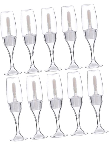 GANAZONO 10Pcs Refillable Lip Gloss Tube Lip Gloss Bottle 3.14X0.79X0.79In Plastic Wine Glass Shaped Good Sealing Portable Size for Beginners Daily Use with Wand