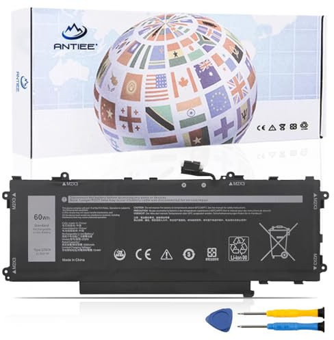 ANTIEE 60Wh GT6TK Laptop Batterie Compatible avec Dell Latitude 9440 9450 2-in-1 Series K2CPY 0K2CPY MWK05 0MWK05 11.55V 5065mAh/3-Cell