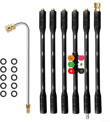 Palo di prolunga per pulizia grondaie con set di 6 ugelli per raggiungere aree alte senza scale (set2)