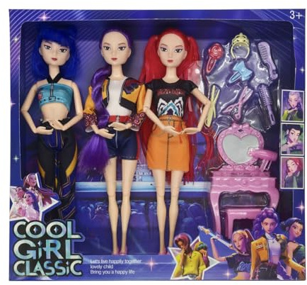 Generico K-POP：Demons Hunters Rumi/Mira/Zoey Bambole Figure 3 Piece Set, bambole da 30 cm con accessori di abiti per bambole, bambole Rumi/Mira/Zoey per la collezione e come regalo per i fan (E)