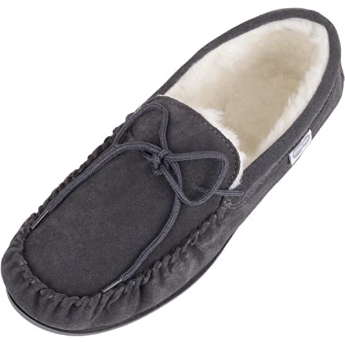 SNUGRUGS Men's Monty Suede Wool Rubber Sole Moccasins
