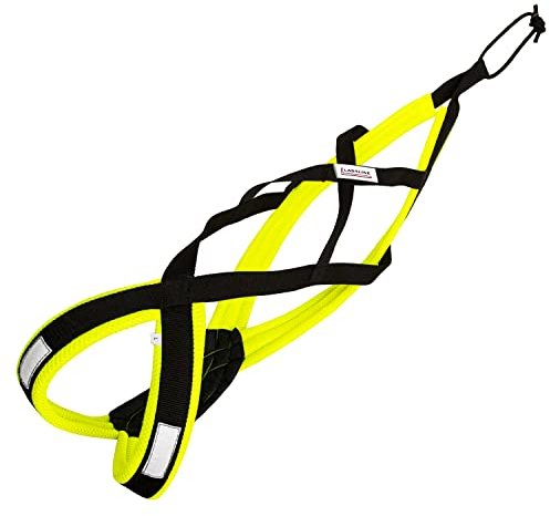 LASALINE Hunde Zuggeschirr X Back für Canicross Hundesport Dogscooter Bikejöring Schlitten in Schwarz Neongelb