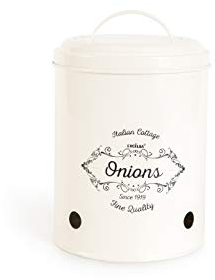 Excelsa Fin Quality Pot Conservation d'oignons, métal, crème, diamètre 13,5 cm