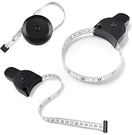 Lot de 3 rubans à mesurer télescopiques avec poignée et mètre ruban rond, goupille de verrouillage et bouton-poussoir rétractable, 152,4 cm, noir