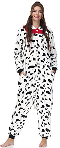 For G and PL Dalmatiner Jumpsuit Onesie Pyjama Tier Karton Halloween Kostüm Damen Winter Unterwäsche S