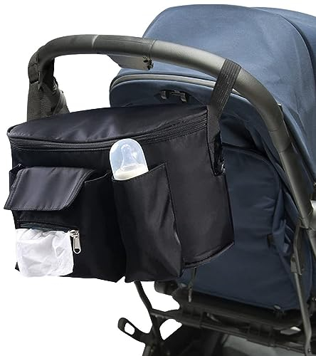 Kinderwagen Organizer, Wasserdicht Großer Stauraum Kinderwagen Organizer, Kinderwagen Organizer Buggy Wickeltasche, mit Reißverschlussdeckel, für Kinderwagen, Windeln, Mobiltelefone