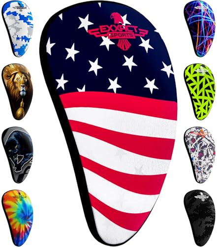 Exxact Sports Lightweight Athletic Cup Mens & Boys with Soft Rim Comfort for Superior Support, Baseball Cup Youth Boys for T-Ball, Football, Lacrosse, Hockey Groin Protector (Large, USA Flag)