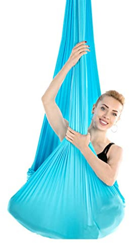 Yoga-Schaukel, elastische Antenne, Seidenfaser, Yoga-Hängematte, niedriges Stretch-Design, Beinstrecker, Taille, Rücken, Stretchband für Zuhause, Trainingszubehör für Zuhause, Blau