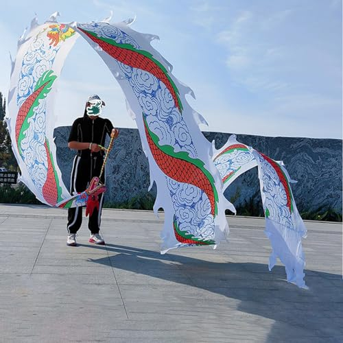 Jongliertücher Park Fließender Regenbogen-Satin-Drachen-Poi, Quadratische Fitness-Tanz-Drachenstütze für Erwachsene mit Kopf, Waschbarer Drachen-Streamer für Jugendliche/ Erwachsene/ Senioren ( Color