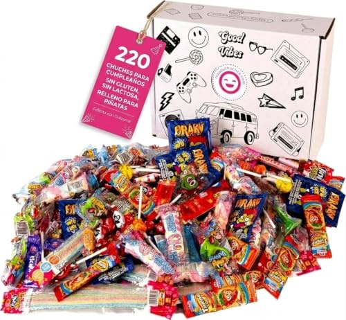 220 Chuches Para Relleno Piñatas Sin Lactosa Sin Gluten Caramelos Variados Para Cumpleaños Infantil Navidad Fiestas Halloween Bolsitas Individuales Golosinas Surtidas Dulces Seguros Para Niños