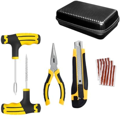 Thapncow Kit riparazione pneumatici auto,Ripara Gomme Auto, Valido per Tutti i Tipi di Pneumatici,Kit Riparazione Pneumatici Emergenza per Ripara Gomme Auto, Moto, Trattori, Camper