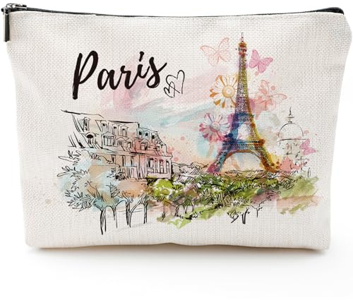 Sitsink Paris Souvenirs Travel Essentials – Torre Eiffel Paris Souvenir dalla Francia, Regali di Parigi per le donne Piccola borsa cosmetica per borsa, Paris Travel Must Haves piccola borsa per il