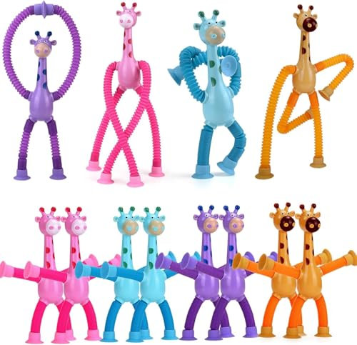 Piucrty Kindergeburtstag Gastgeschenke Giraffe Saugnapf Spielzeug Kinder 12PCS Tombola Preise Nützliche Mitgebsel Geburtstags Pop Tube Give Aways Wundertüte Party Beschäftigung Autofahrt Geschenke