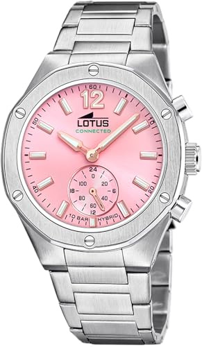 LOTUS Reloj Inteligente Mujer - Híbrido Connected de Acero Inoxidable 316l - Cristal Mineral - Resistente al Agua 5 ATM - Control Música, Cuenta Pasos, Notifica y Rechaza Llamadas 18971/2