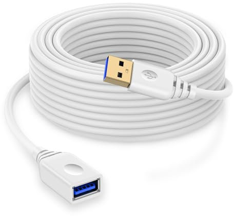 Niniber 10FT USB to USB Extension Cord White Type A to Type A Extender Cable to USBA Extensions Power Cord A Type Male to Female Cable Fast Data Transfer Wire for HP Printer Webcam Flash Drive Hard