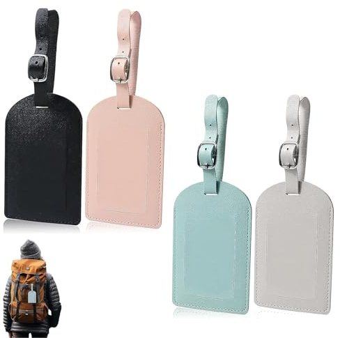 Luggage Tags for Suitcases, Luggage Labels for Suitcases, Suitcase Tags 4 Pack, Suitcase Labels, Leather Suitcase Tags for Suitcases - Suitcase Tag Luggage Accessories