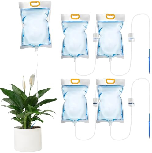 5 stycken 3,5 l vattna växter på semestern, automatisk vattenkanna, droppsprinklerpåsar, krukor sprinkler, droppbevattning för växter, automatisk sprinkler för krukor, droppbevattning för krukor