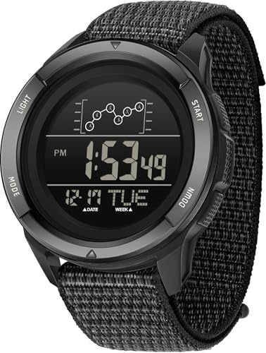 findtime Orologio Militare da Uomo, Orologio Tattico Digitale Sportivo Impermeabile, Cinturino in Nylon, Orologio Elettronico da Uomo LED, con Sveglia e Cronometro Luminescente, Relojes para Hombres