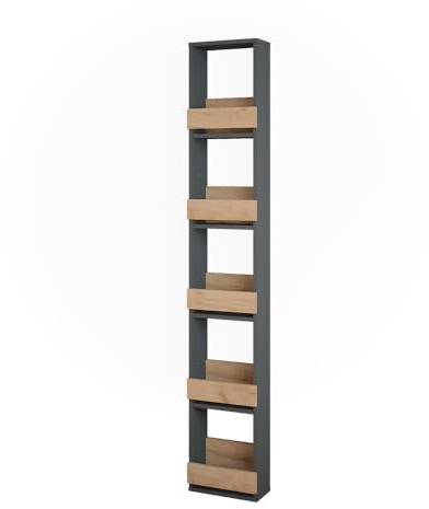 Vicco Portabicchieri da vino Repose, Rovere dorato/antracite, 30 x 180 cm, per montaggio a parete con supporti per fino a 8 bicchieri da vino