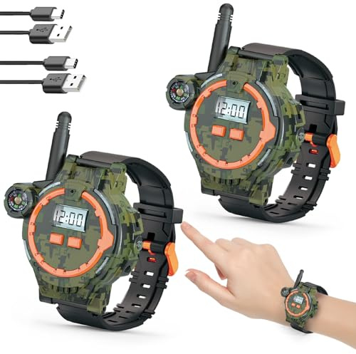 Ladbare Kinder-Funkgeräte mit Taschenlampe - Outdoor-Spielzeuggeschenke für Jungen und Mädchen (2er Pack)