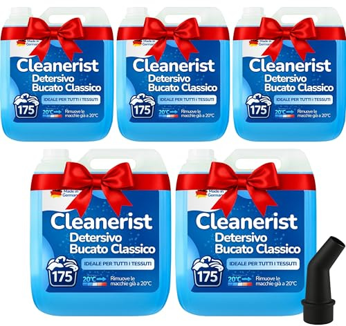 Cleanerist® Lessive Liquide Universelle 5x 5L (875 Lavages) - Détergent Concentré XXL Linge Blanc, Couleur et Noir - Parfum Frais 20-95°C - Alternative aux Pods et Poudre