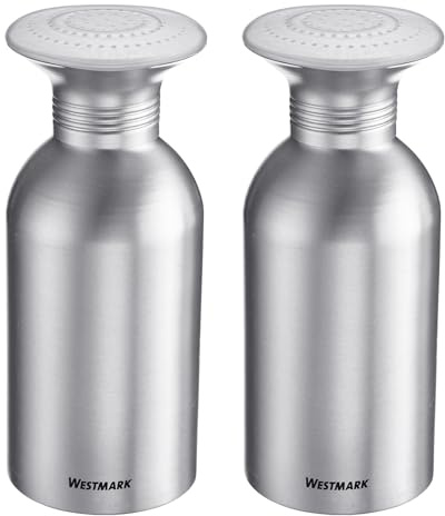 Westmark 2 Gastro-Salt Shakers Omega – pratici contenitori per spezie per la ristorazione, adatti anche per zucchero, contenitore per sale con coperchio – acciaio inox, 650 ml