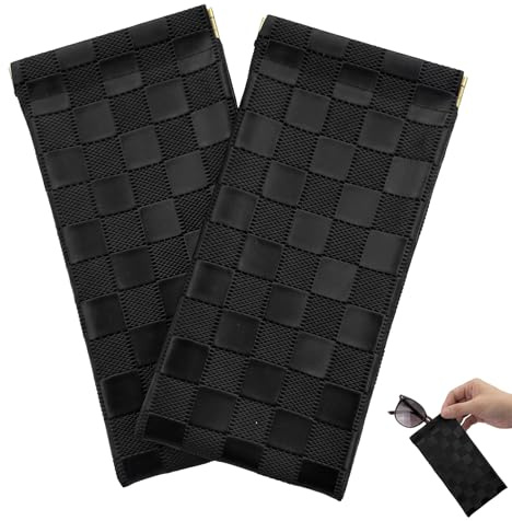 LYQNIHOB Custodie Morbide per Occhiali da Viaggio - Set da 2 pezzi in Pelle Morbida, morbida per occhiali da sole, per Occhiali da Sole e Vista, Custodia Portatile e Sottile, Ideale per Uomo e Donna