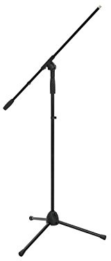 Set de 2 x Soporte para micrófono con brazo, altura máxima de 2,2 m, con absorción de impactos, negro - Pack de pies para micrófono / Set de trípodes con jirafa - showking