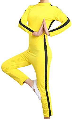 Xiedeai Performance Kampfsport Bekleidung Unisex Kinder Erwachsene Overall Kung Fu - Outfit Rollenspiel Body Anzug Kampf Film Kleidung Strampler Training Sportbekleidung Gelb 110cm