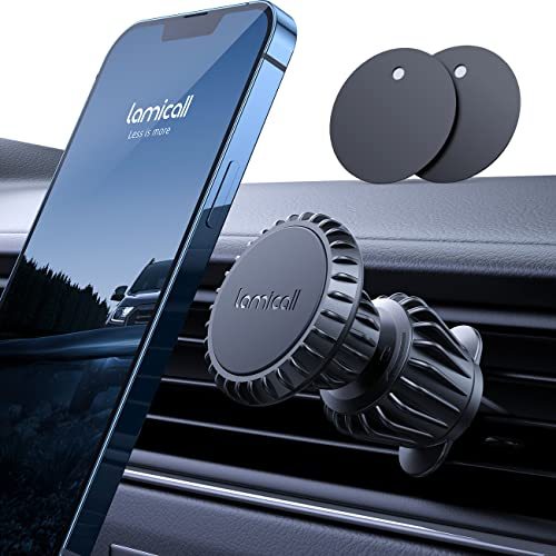 Lamicall Handyhalterung Auto Magnet, Handyhalter fürs Auto - 2025 Universal Lüftung KFZ Handy Autohalterung Zubehör mit 6 Starke Magnet, Kompatibel für iPhone Samsung Huawei Smartphone