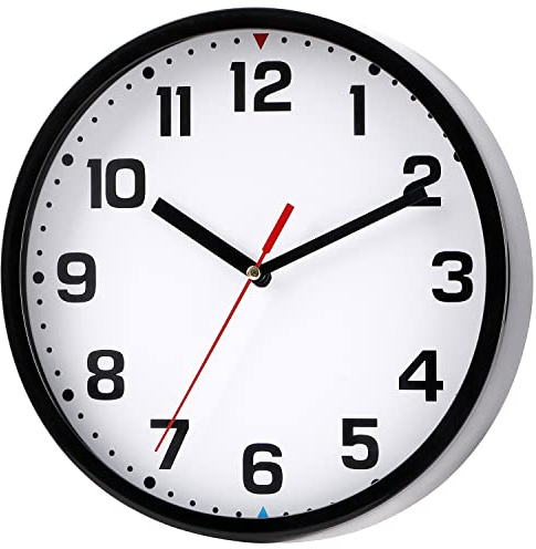 SIN&MI Wall Clock 8.5 Inch Battery Operated Silent Non-ticking Wall Clock Modern Quartz Design Decorative Indoor Kitchen Office Black