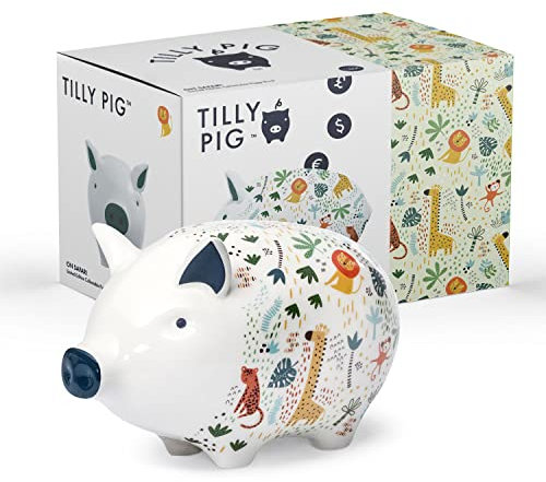Tilly Pig Ceramic Piggy Bank Kids Boys Girls Safari Animals Design Money Box