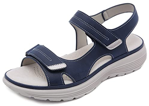 SMajong Sandalias con Punta Abierta Mujer Moda Ortopedicas Comodas Sandalias de Caminar Verano Sling Back Zapatillas de Vestir Ajustable al Tobillo, 36-44 EU