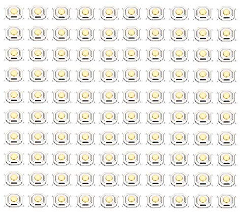 Interruptor De Botón Táctil De 100 Piezas, Interruptores De Botón De Tacto Micro Momentáneo Parche Táctil De Luz De Plástico SMD Llave De Control Remoto Del Coche Para Control 4 X 4 X 1,5 Mm