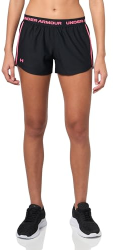 Under Armour Women's Tech Play Up Short, 3 Inseam Low Rise with Pockets, Quick Dry, Athletic Shorts for Workout, Running, and Gym, Black/Super Pink, X-Large