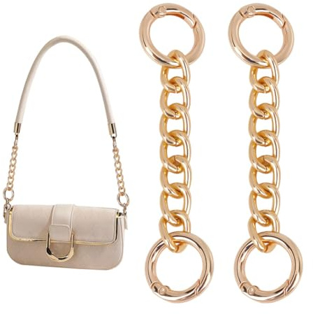 UNICRAFTALE 2 extensores de bolsa de cadena dorada para bolso, extensor de correa de bolsa, extensor de correa de aleación para bolso, correa de metal de repuesto con cierres de aleación para hacer