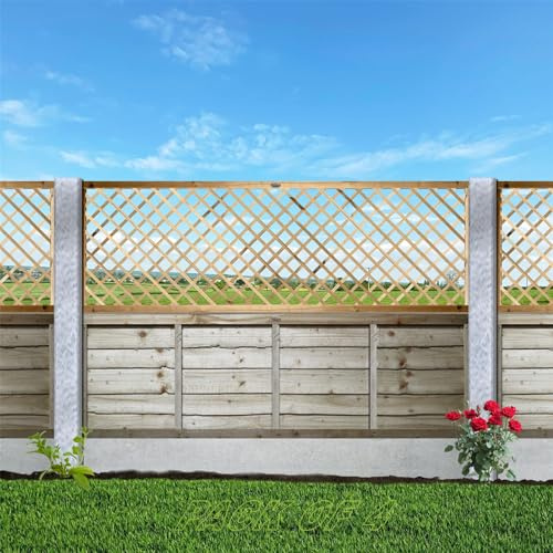 Alderley Elite Pack of 4 6x2ft (W: 6ft x H: 2ft) Decorative Framed Diamond Trellis Pressure-Treated Garden Panel 40mm Standard Holes Fence Panel Topper/Pergola Wall Width 1828mm x Height: 600mm