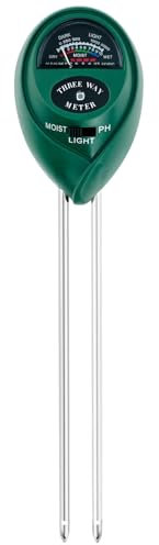 Medidor de Humedad Plantas 3 en 1, Higrómetro de Suelo, Medidor pH Tierra y Luz Solar, Probador de Suelo para Jardinería Interior Exterior, Monitor de Riego Sin Baterías, Soil Moisture Meter Verde